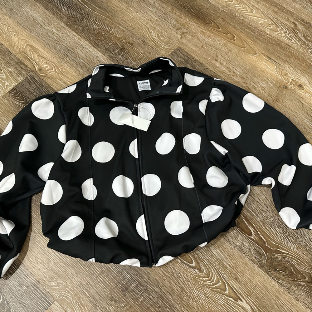 NWT Women’s FLOK Jacket- Black and White Polka Dot Jacket -Disney Insp Minnie